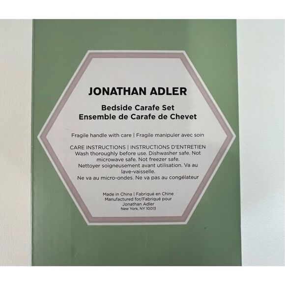 NWT Jonathan Adler Biba Glass Bedside Carafe Set - Picture 4 of 4